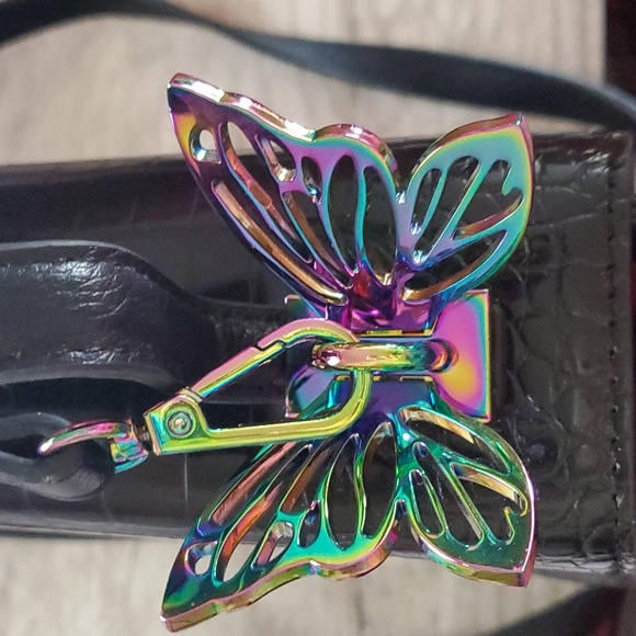 Betsey Johnson Beautiful Oil Spill Butterfly Black Purse (Like NEW) - Picture 4 of 9